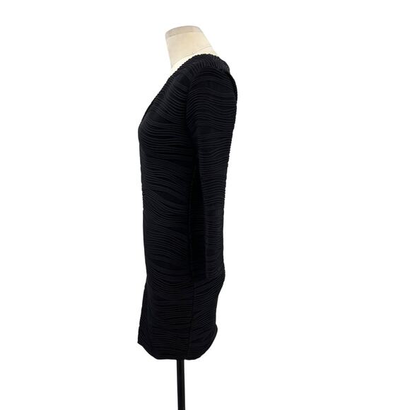 Bec & Bridge Textured Bodycon Mini Dress Ribbed Long Sleeve Black Size US 4 - Picture 5 of 8
